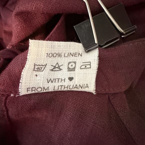 Linen Handmade Studio Alicia Maxi Dress Size XL 16/18 Eggplant Purple Red Pocket - Picture 8 of 8